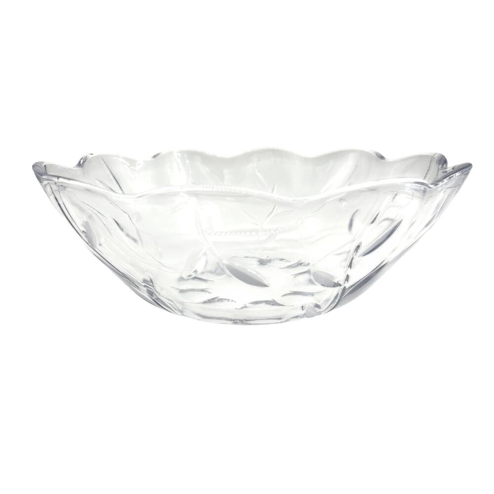 Unbranded Princess House Style Crystal Leaf Serving Bowl Cottagecore Decor